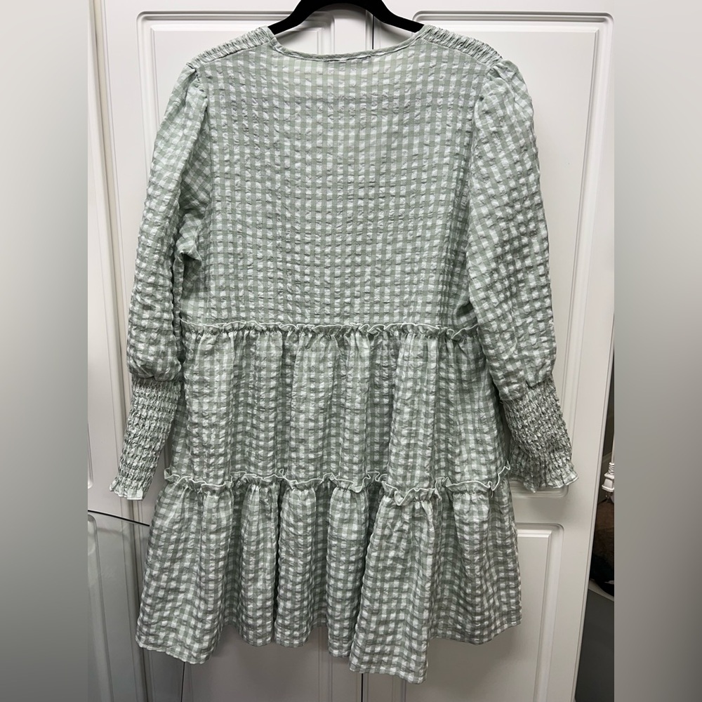 Simplee Apparel Mint Green Gingham Mini Dress - Picture 2 of 3